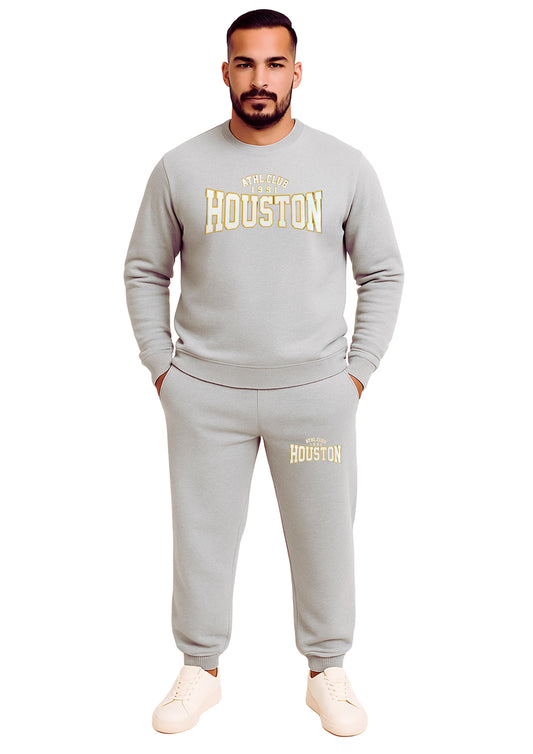 Erkek 2 İplik Şardonlu Sıfır Yaka  Paça Lastikli Eşofman Takımı - Beyaz