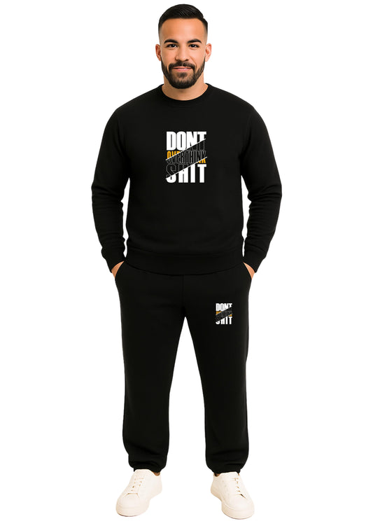 Erkek 2 İplik Şardonlu Sıfır Yaka  Paça Lastikli Eşofman Takımı - Gri