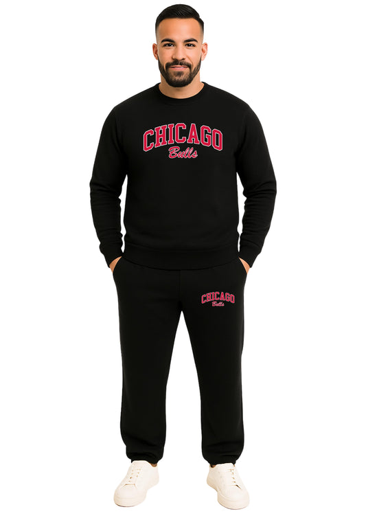 Erkek 2 İplik Şardonlu Sıfır Yaka  Paça Lastikli Eşofman Takımı - Kırmızı