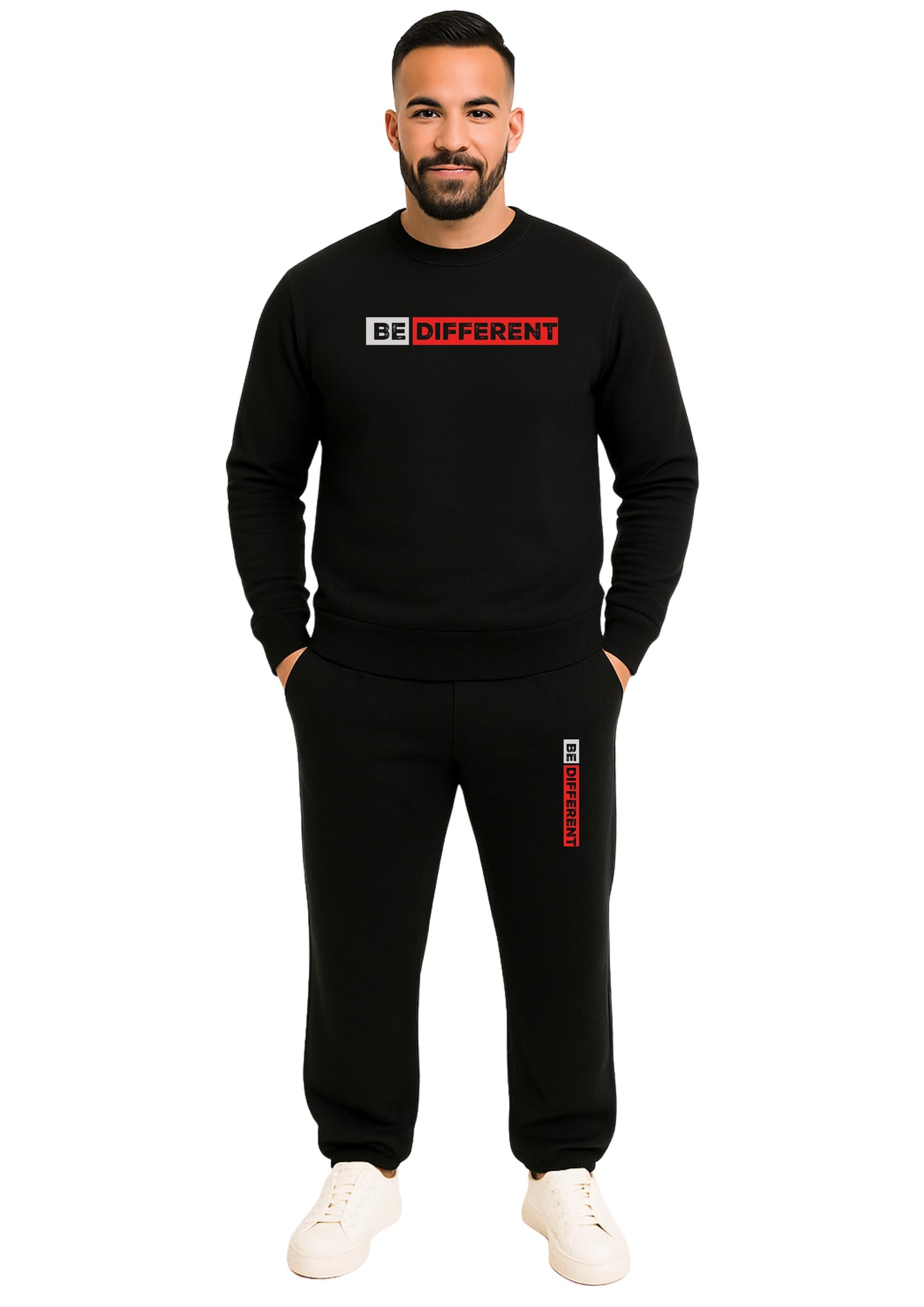 Erkek 2 İplik Sıfır Yaka Şardonlu  Paça Lastikli Eşofman Takımı - Lacivert