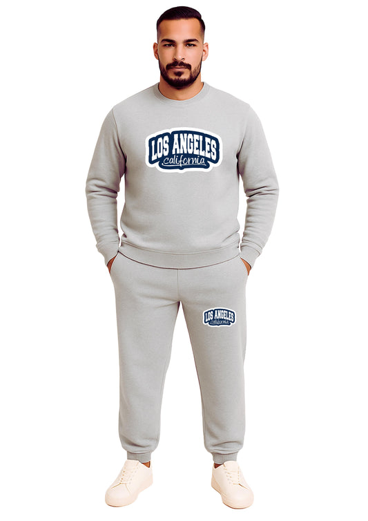 Erkek 2 İplik Sıfır Yaka Şardonlu  Paça Lastikli Eşofman Takımı - Füme