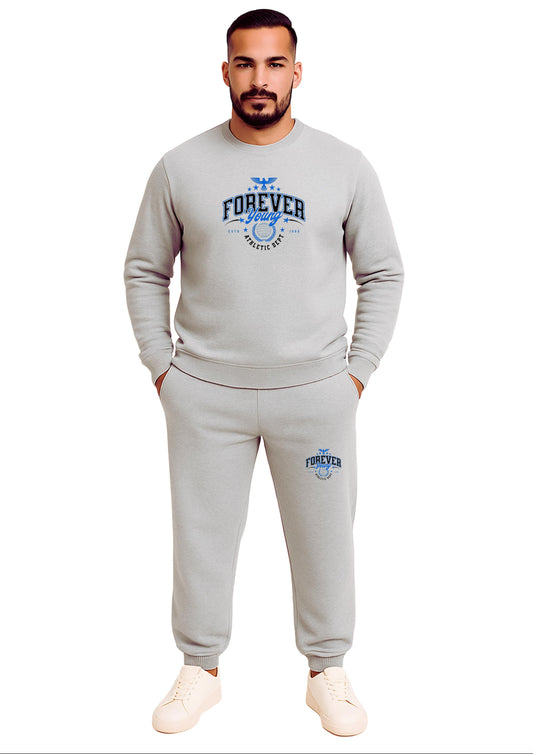 Erkek 2 İplik Sıfır Yaka Şardonlu  Paça Lastikli Eşofman Takımı - Sarı