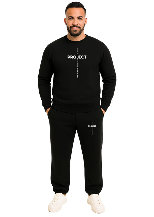 Erkek 2 İplik Sıfır Yaka Şardonlu  Paça Lastikli Eşofman Takımı - Krem