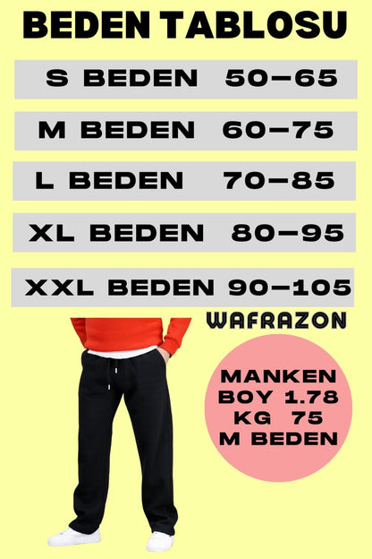 Erkek 3 İplik Baskılı Baggy Eşofman Altı - Beyaz