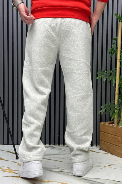 Erkek 3 İplik Şardonlu Ön Çimalı Baggy Eşofman Altı - Gri