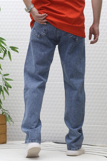 Erkek Baggy Bol Kesim Kot Pantolon - Indigo