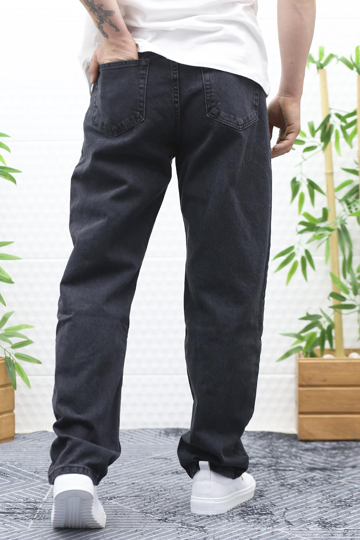 Erkek Baggy Bol Kesim Kot Pantolon - Antrasit