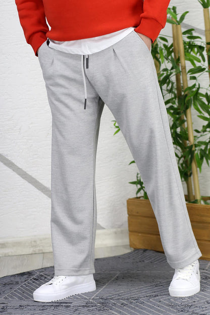 Erkek Baggy Fit Rahat Örme Pantolon - Gri
