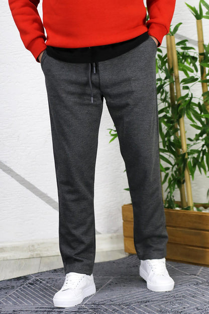 Erkek Baggy Fit Rahat Örme Pantolon - Antrasit
