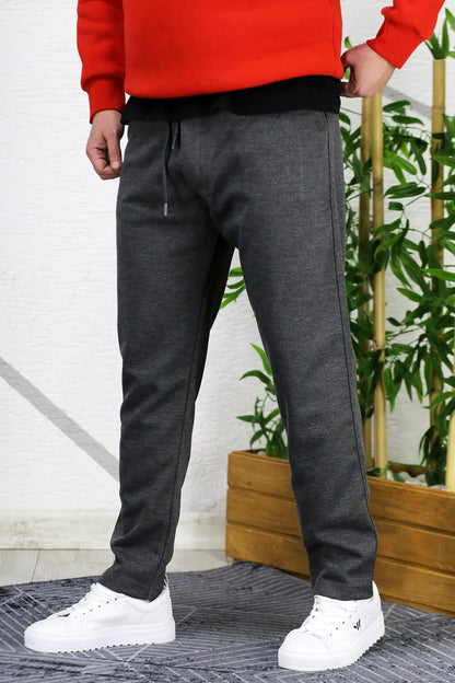 Erkek Baggy Fit Rahat Örme Pantolon - Antrasit