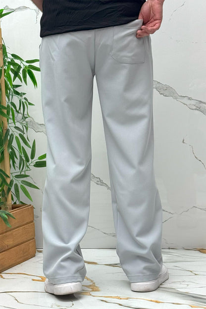 Erkek Baggy Geniş Kesim Pantolon Double Kumaş Yazlık - Açık Gri