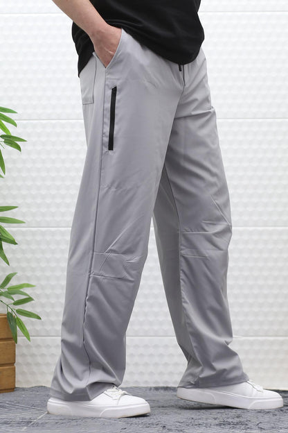 Erkek Baggy Pantolon Diz Detaylı Paraşüt Kumaş - Gri