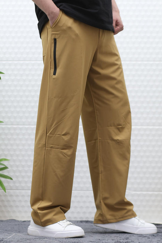 Erkek Baggy Pantolon Diz Detaylı Paraşüt Kumaş - Tarçın