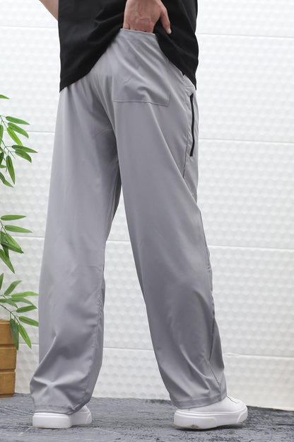 Erkek Baggy Pantolon Diz Detaylı Paraşüt Kumaş - Gri