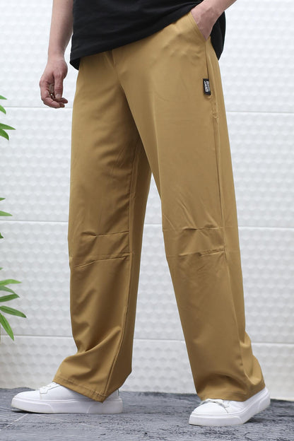 Erkek Baggy Pantolon Diz Detaylı Paraşüt Kumaş - Tarçın