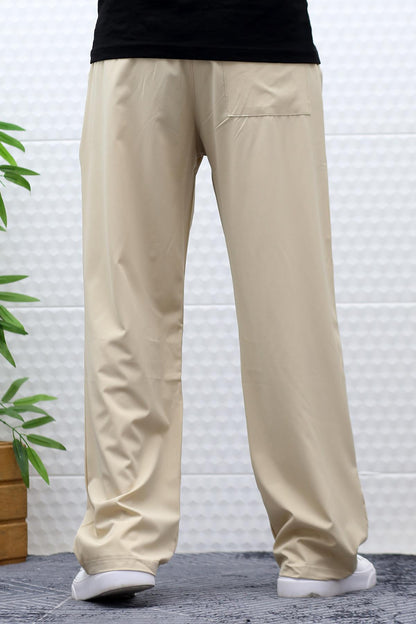Erkek Baggy Pantolon Diz Detaylı Paraşüt Kumaş - Bej