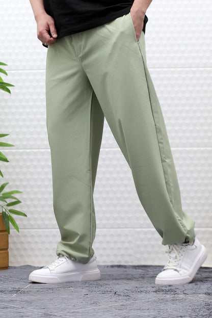 Erkek Baggy Pantolon Paça Ayarlanabilir Likralı Paraşüt Kumaş - Su Yeşili