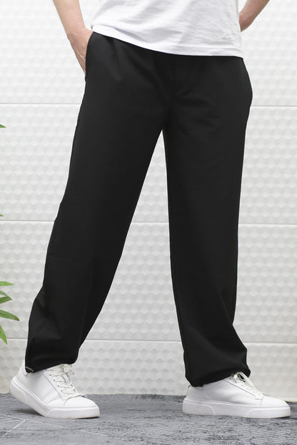 Erkek Baggy Pantolon Paça Ayarlanabilir Likralı Paraşüt Kumaş - Siyah