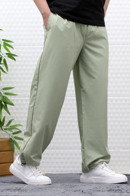 Erkek Baggy Pantolon Paça Ayarlanabilir Likralı Paraşüt Kumaş - Su Yeşili