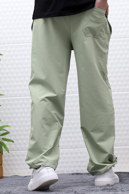 Erkek Baggy Pantolon Paça Ayarlanabilir Likralı Paraşüt Kumaş - Su Yeşili