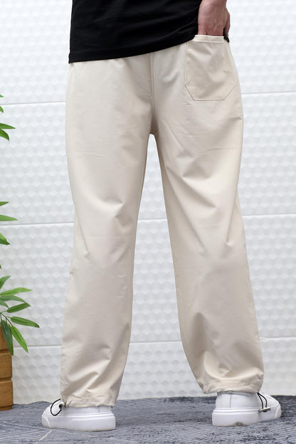 Erkek Baggy Pantolon Paça Ayarlanabilir Likralı Paraşüt Kumaş - Bej