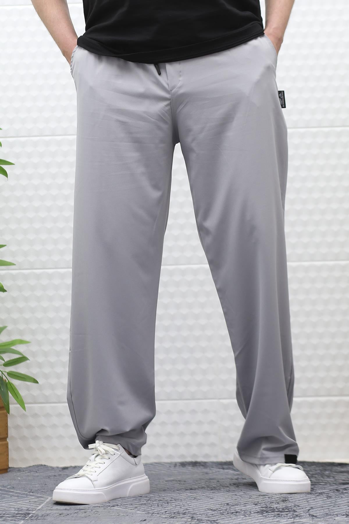 Erkek Baggy Pantolon Paçası Cırt Cırtlı Paraşüt Kumaş - Gri