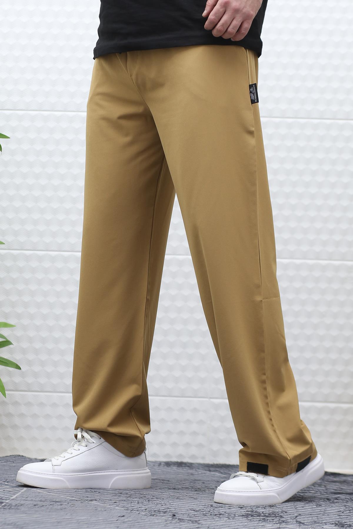 Erkek Baggy Pantolon Paçası Cırt Cırtlı Paraşüt Kumaş - Tarçın