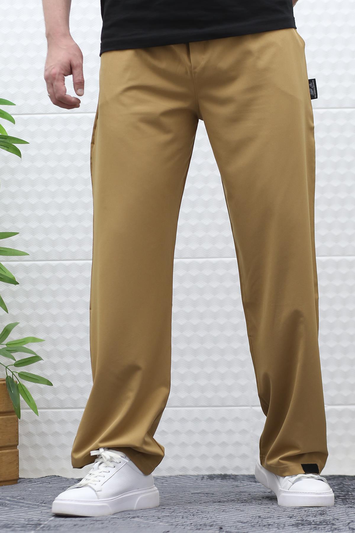 Erkek Baggy Pantolon Paçası Cırt Cırtlı Paraşüt Kumaş - Tarçın