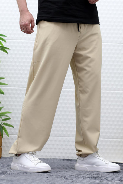 Erkek Baggy Pantolon Paçası Cırt Cırtlı Paraşüt Kumaş - Bej