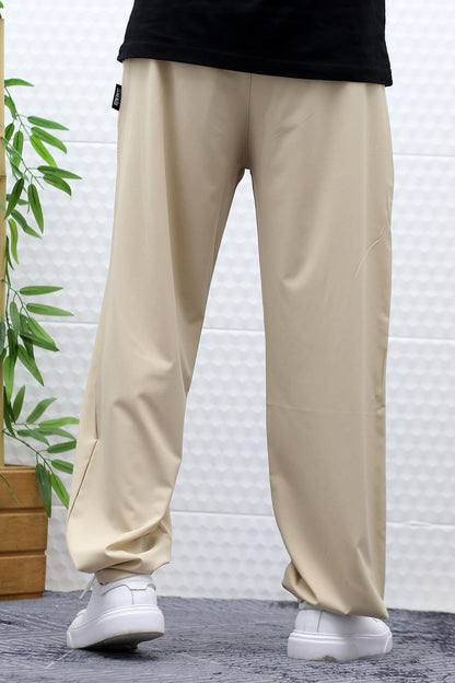 Erkek Baggy Pantolon Paçası Cırt Cırtlı Paraşüt Kumaş - Bej