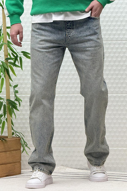 Erkek Beli Lastikli Rahat Kullanım Baggy Kot Pantolon - Yeşil