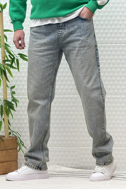 Erkek Beli Lastikli Rahat Kullanım Baggy Kot Pantolon - Yeşil