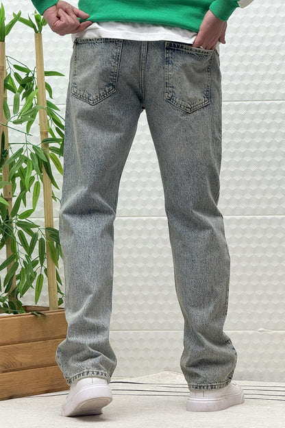 Erkek Beli Lastikli Rahat Kullanım Baggy Kot Pantolon - Yeşil