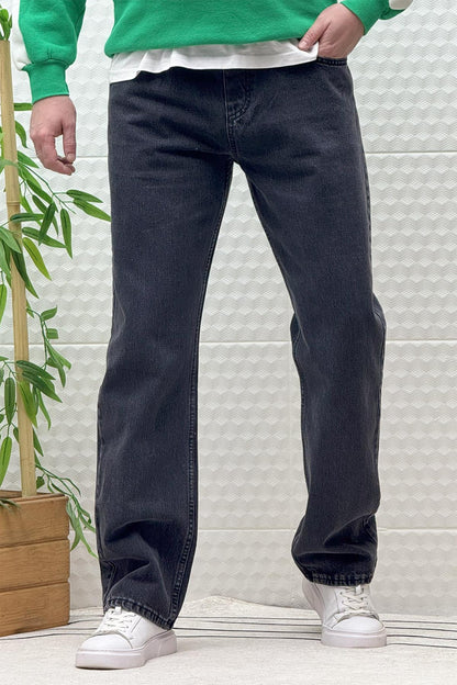 Erkek Beli Lastikli Rahat Kullanım Baggy Kot Pantolon - Antrasit