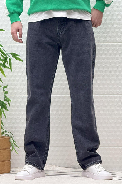 Erkek Beli Lastikli Rahat Kullanım Baggy Kot Pantolon - Antrasit