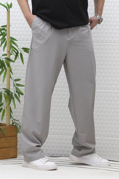 Erkek Bol Kesim Likralı Paraşüt Kumaş Baggy Pantalon - Koyu Gri