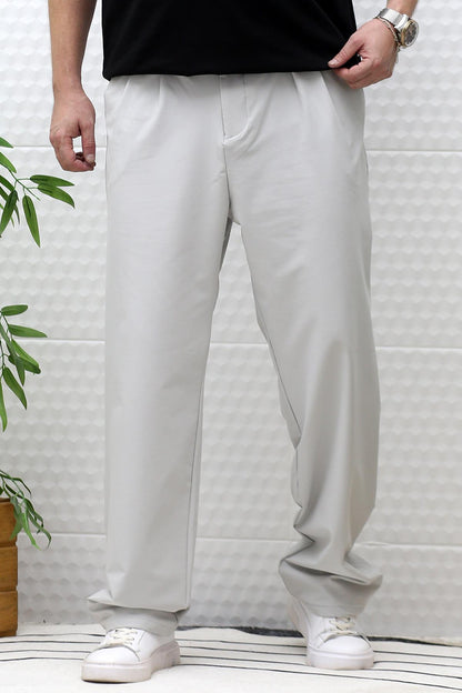 Erkek Bol Kesim Likralı Paraşüt Kumaş Baggy Pantalon - Gri