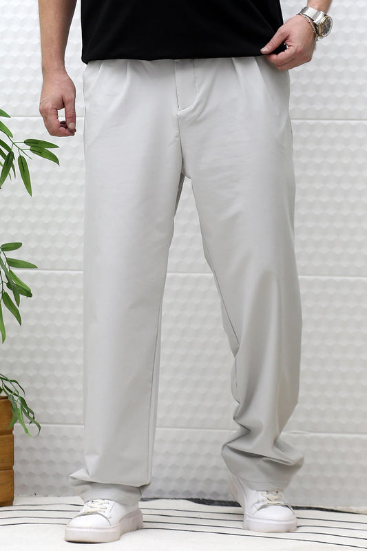 Erkek Bol Kesim Likralı Paraşüt Kumaş Baggy Pantalon - Gri