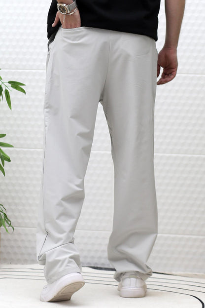 Erkek Bol Kesim Likralı Paraşüt Kumaş Baggy Pantalon - Gri