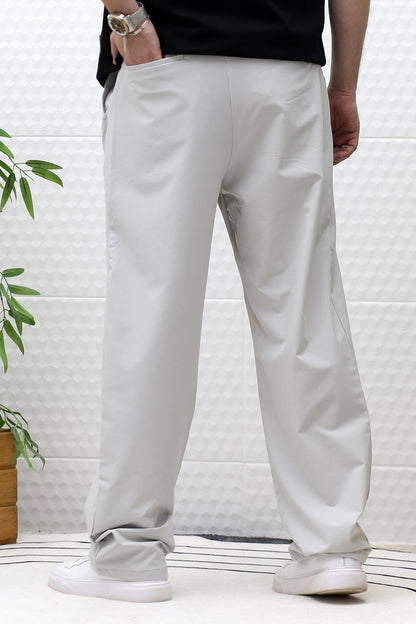 Erkek Bol Kesim Likralı Paraşüt Kumaş Baggy Pantalon - Gri