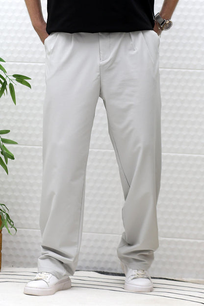 Erkek Bol Kesim Likralı Paraşüt Kumaş Baggy Pantalon - Gri