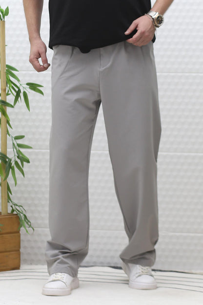 Erkek Bol Kesim Likralı Paraşüt Kumaş Baggy Pantalon - Koyu Gri