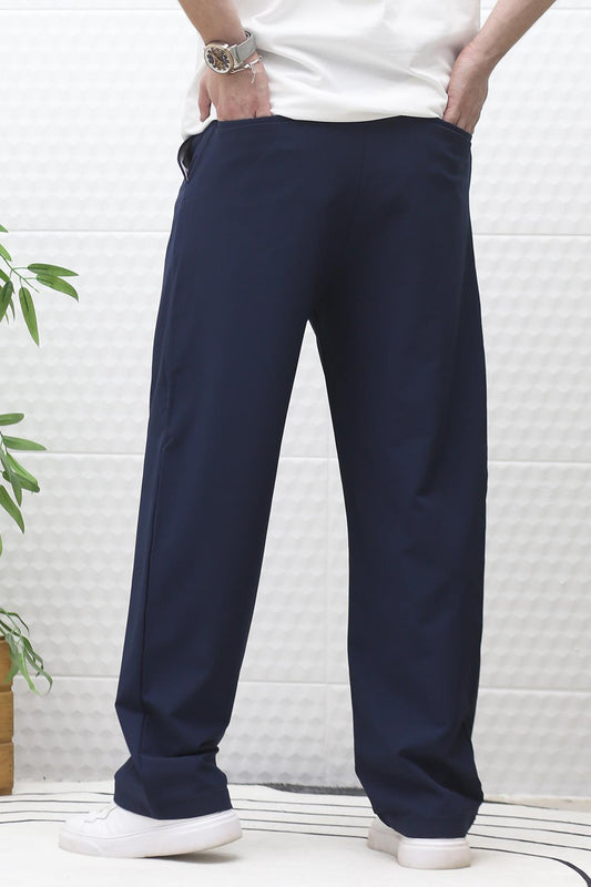 Erkek Bol Kesim Likralı Paraşüt Kumaş Baggy Pantalon - Lacivert