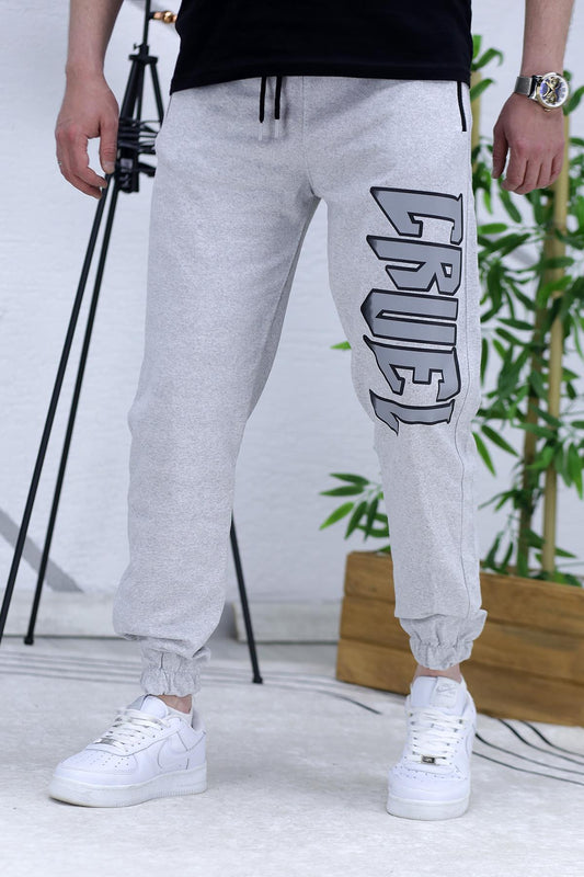 Erkek Cruel Baskılı Yazlık İnce Eşofman - Gri