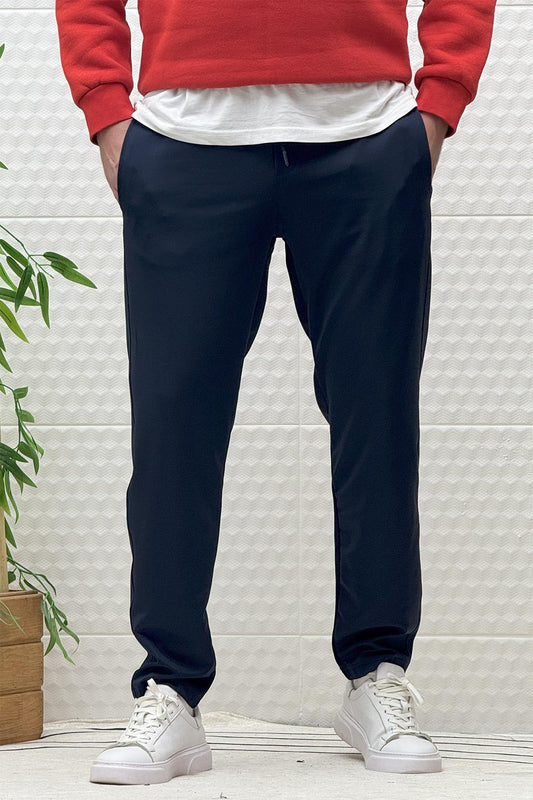 Erkek Düz Paça Çelik Örgü Kumaş Mevsimlik Klasik Pantalon - Lacivert