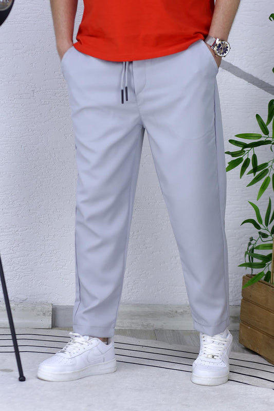 Erkek Düz Paça Likralı Jagger Pantolon - Gri