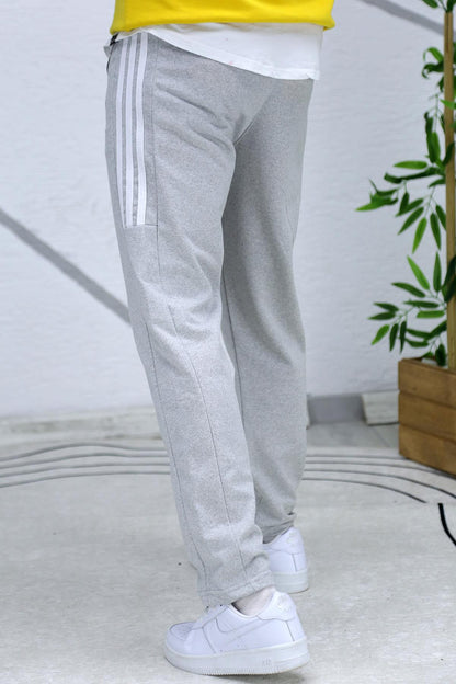 Erkek Düz Paça Yarım Parçalı Mevsimlik Eşofman Altı - Gri
