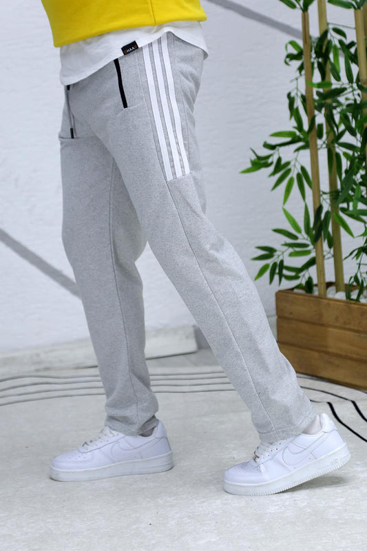 Erkek Düz Paça Yarım Parçalı Mevsimlik Eşofman Altı - Gri