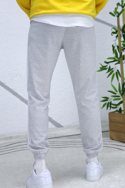 Erkek Düz Paça Yarım Parçalı Mevsimlik Eşofman Altı - Gri