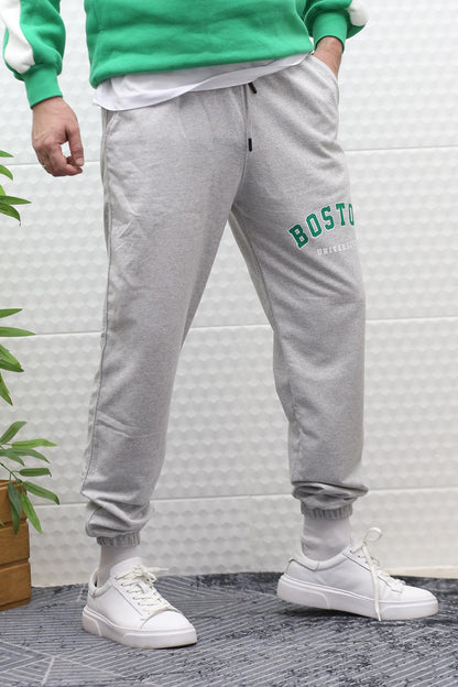 Erkek Eşofman Altı Yazlık Boston Baskılı - Gri